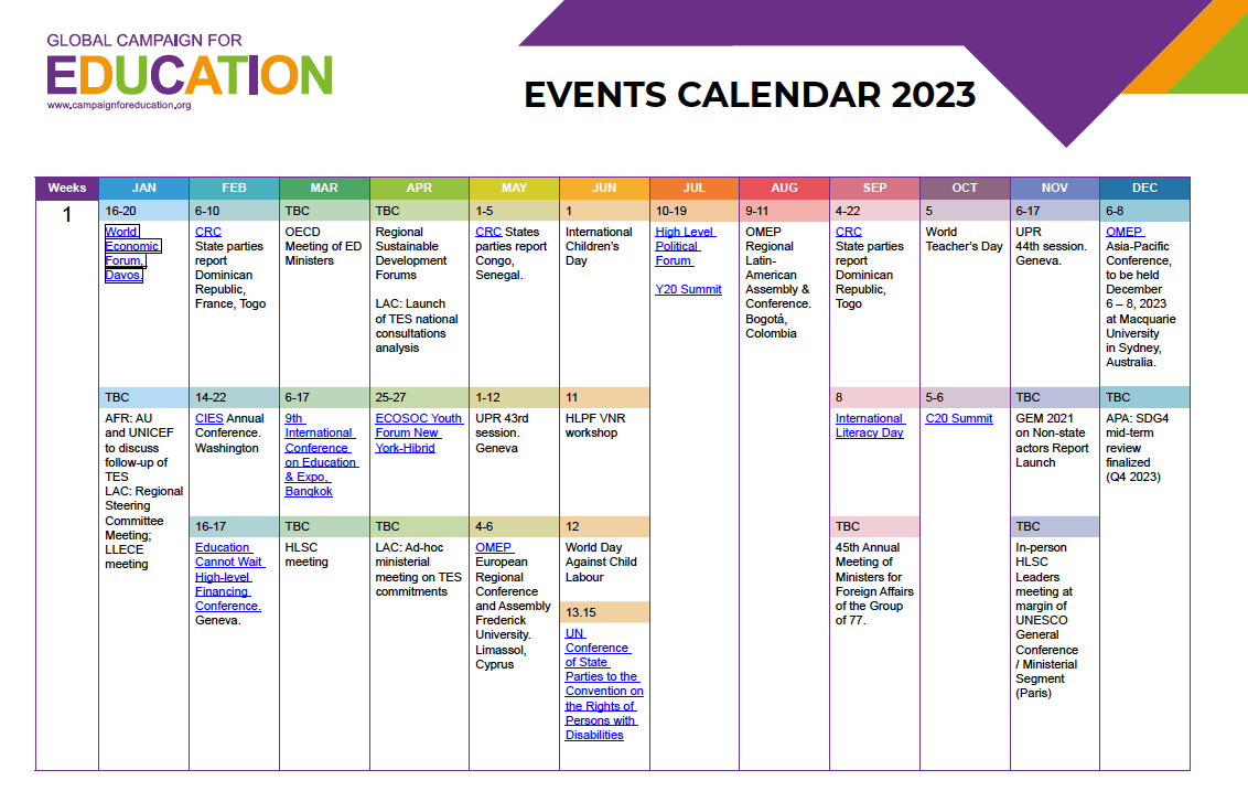 Calendar of Event 2023 GCE